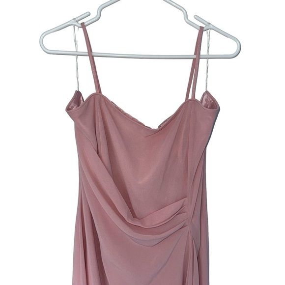 MAY QUEEN COUTURE DRESS GOWN SIZE 14  NUDE PINK V-NECK FLOWY A-LINE PRINCESS - Picture 3 of 16
